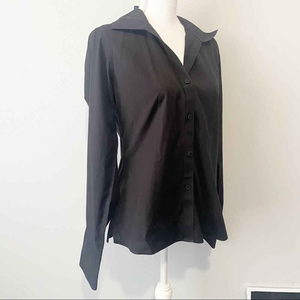 Talbots Black Button Down Wrinkle Resistant Top S… - image 2